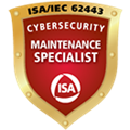 ISA/IEC 62443 Cybersecurity Maintenance Specialist badge